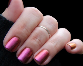 Duochrome Nail Polish, Chrome Pink to Bronze Shifting Nail Polish, Shimmer Nail Polish, Multichrome Nail Polish, Indie Vegan Nail Polish