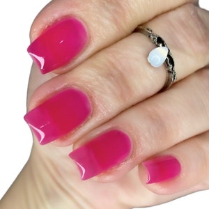 Hot Pink Jelly Nail Polish / Sheer Hot Pink Nail Polish / Indie Nail Polish Tint / Glass Nails / Transparent Nail Polish / Vegan Nail Polish