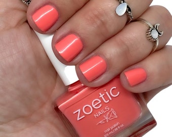 Light Coral Nail Polish Cruelty Free Vegan Nail Polish Formaldehyde Free Nail Lacquer Pretty Bright Pale Coral Indie Nail Polish Color