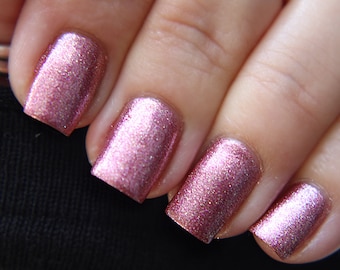 Pink Chrome Nail Polish, Metallic Micro Glitter Nail Polish, Indie Vegan Nail Lacquer, Unique Shimmer Pearlescent Nail Varnish