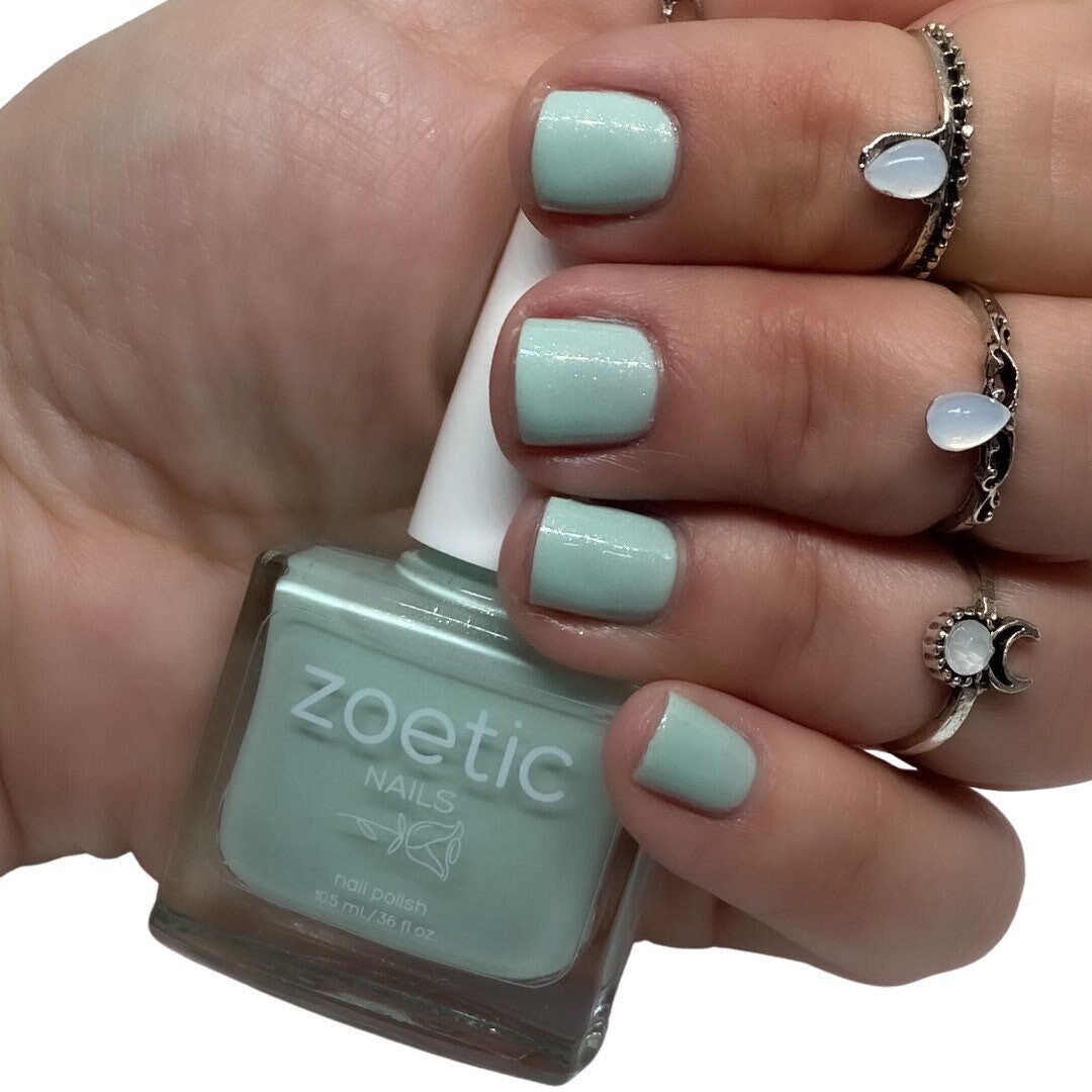 Pastel Green Nail Polish With Silver Glitter Cruelty Free Etsy