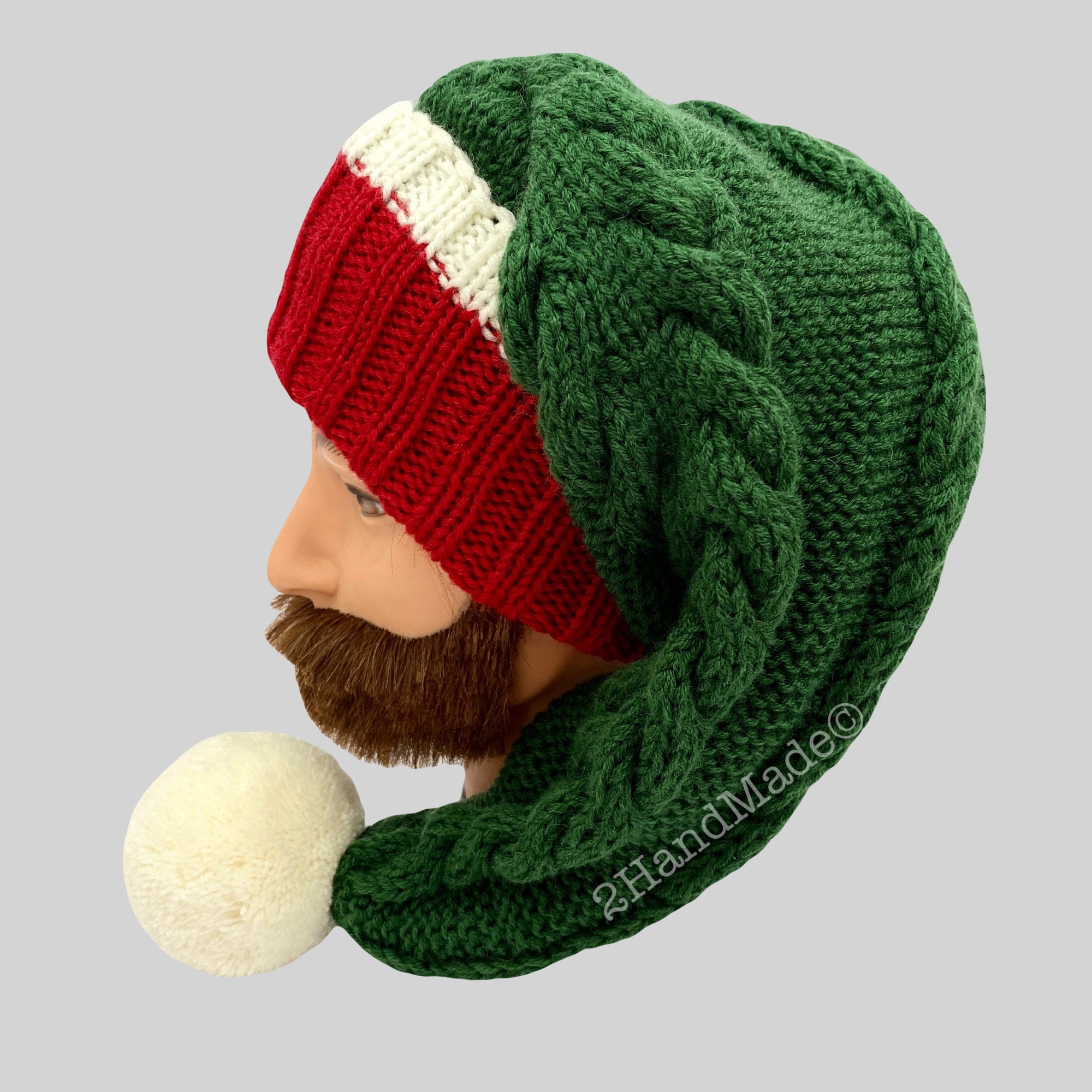 Unisex Santa Hat Adult Women Long Cable Knit Oversized