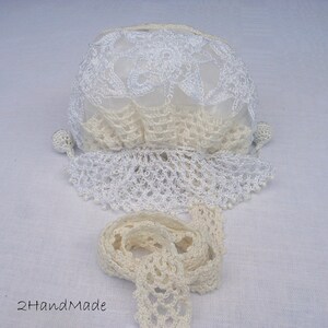 Women Ladies Flower Girls Irisch Lace crochet small Roll Purse Vintage Romantic Victorian Wedding Bridal Milk White Jewelry Gift Bag Mom image 3