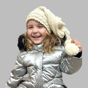 Kids Teens Slouchy Beanie Slouch Hats Oversized Baggy Cabled Hat Neck Warmer womens Fall Winter Accessory Cream White Hand Made Knit