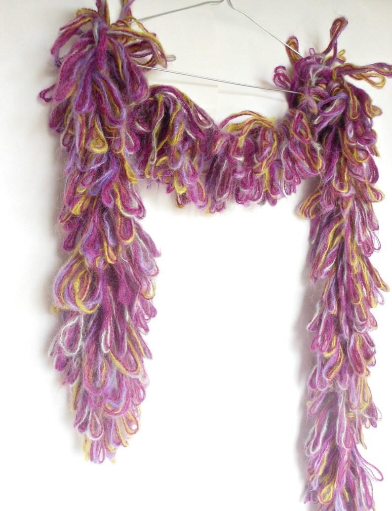 Ruffle Scarf Boa Spiral Soft Fluffy Crochet Purple Neck Warmer | Etsy