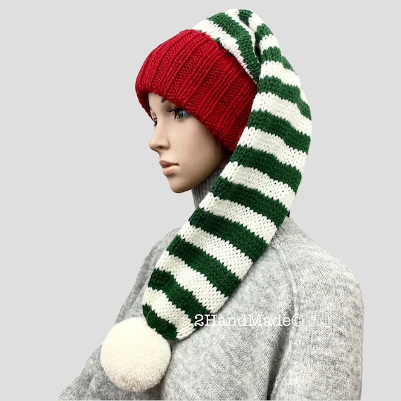 Cappello da Babbo Natale a righe unisex, per adulti, da donna