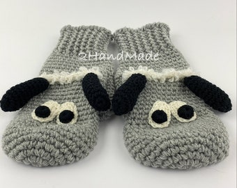 Crochet Sheep Mittens: Merino Wool Animal Puppet Gloves