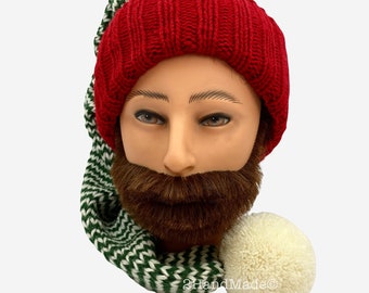 Produktbild von Lange Große Weihnachtsmütze Nikolausmütze Rot Weiß Santa Mütze Gestre