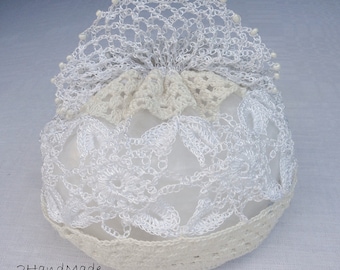 Crochet Irisch Lace Bag: Vintage Victorian Wedding Jewelry Gift