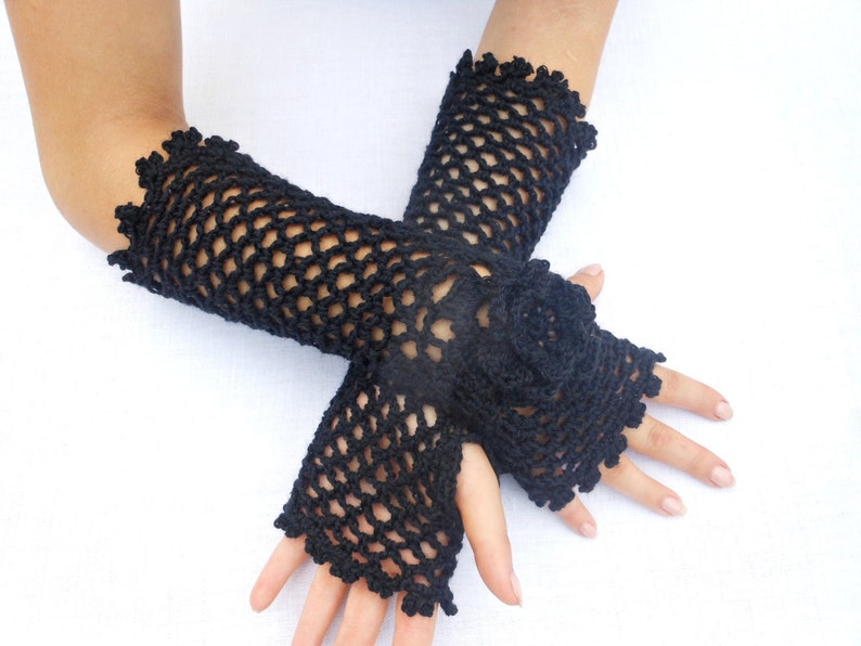 Irish Lace Crochet Fingerless Gloves Hand Warmers Merino Wool Etsy