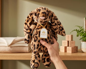 Coniglietto di peluche Jellycat Cobblehop con stampa leopardata, 31 cm | Morbido giocattolo di peluche
