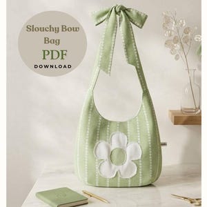 Slouchy Bow Bag Sewing Pattern, Beginner Friendly PDF Tutorial, Hobo Bag (Instant Download)