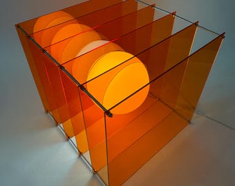 Vintage Acryl Lampe 3D LED | Architektur Licht Objekt | mid-century light Design | Ambient Lighting | Interior Decor Statement | Bauhaus