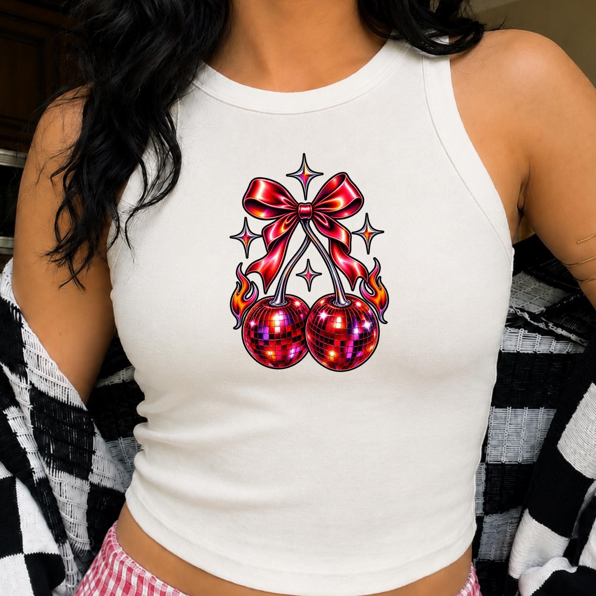 Black Tank Top With Cherries - Etsy