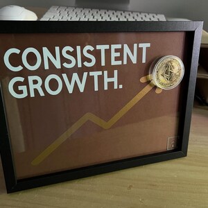 Ethereum Coin Art - "Consistent Growth" Framed Crypto Decor - Crypto Enthusiast Gift, Investor Office Wall Art, ETH Coin Desktop Accessory.
