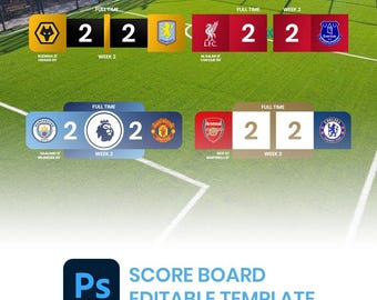 Sports Infographic Editabled Templates,  Football Scoreboard PSD Templates, Soccer Score Bracket Design