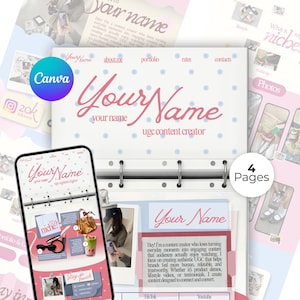 UGC Rosa Scrapbook Influencer Social Media Portfolio Mall, Innehållsskapare Hemsida Landningssida Canva