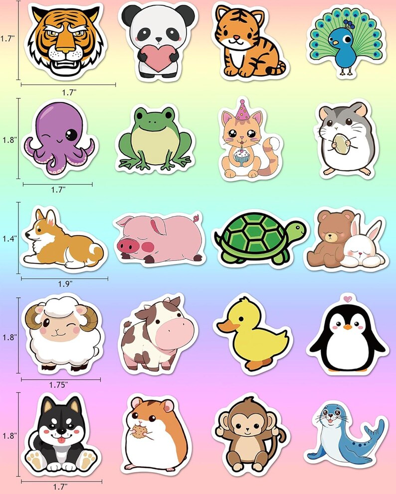 100 Pcs Animal Stickers for Kids, Cute Water Bottle Stickers for Kids ...