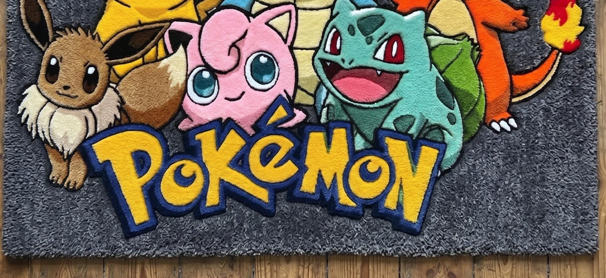 Grey Wool Pokémon Cartoon Hand-tufted Rug | Kids Character Design | Cut ...