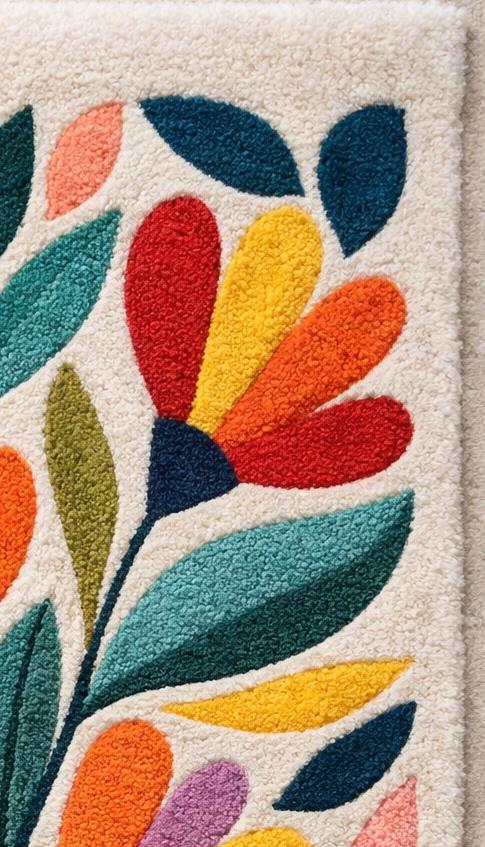 Multicolor Floral Hand Tufted Wool Rug – Ivory Base Botanical Design - Etsy