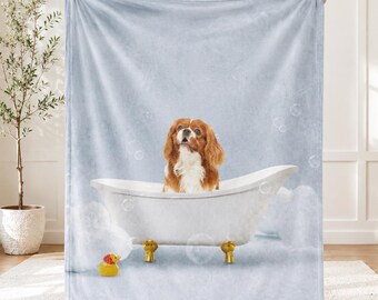 Benutzerdefinierte Hund Badewannen-Decke | Personalisierte Haustier Porträt Foto Decke