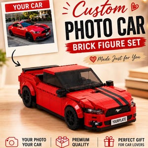 Custom Photo Car Brick Model, Personalized Building Set, Build Your Car