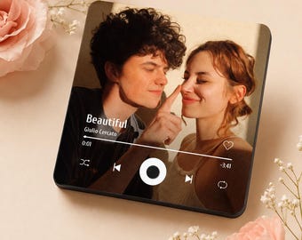 Custom Photo Music Magnet, Personalized Album Art Keepsake, Acrylic Play Song Fridge Decor