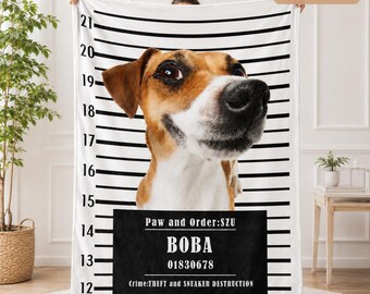 Benutzerdefinierte Hund Mugshot Decke | Personalisierte Haustier Foto Decke | Lustiger Hund Geschenk | Benutzerdefinierte Haustierdecke | Hundeliebhaber Geschenk | Hunde Mama Geschenk