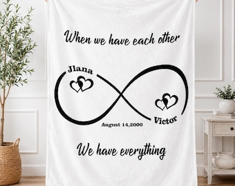 Benutzerdefinierte Paar Namen Decke | Personalisierte Infinity Liebe werfen | Geschenk für Sie | Benutzerdefinierte Name Datum Decke | Geschenk für Paare
