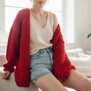 Super Chunky Knit Cardigan Pattern PDF | Easy Knit Cardigan | Oversized Knit Sweater | Beginner Knit Cardigan | Cozy Knitwear