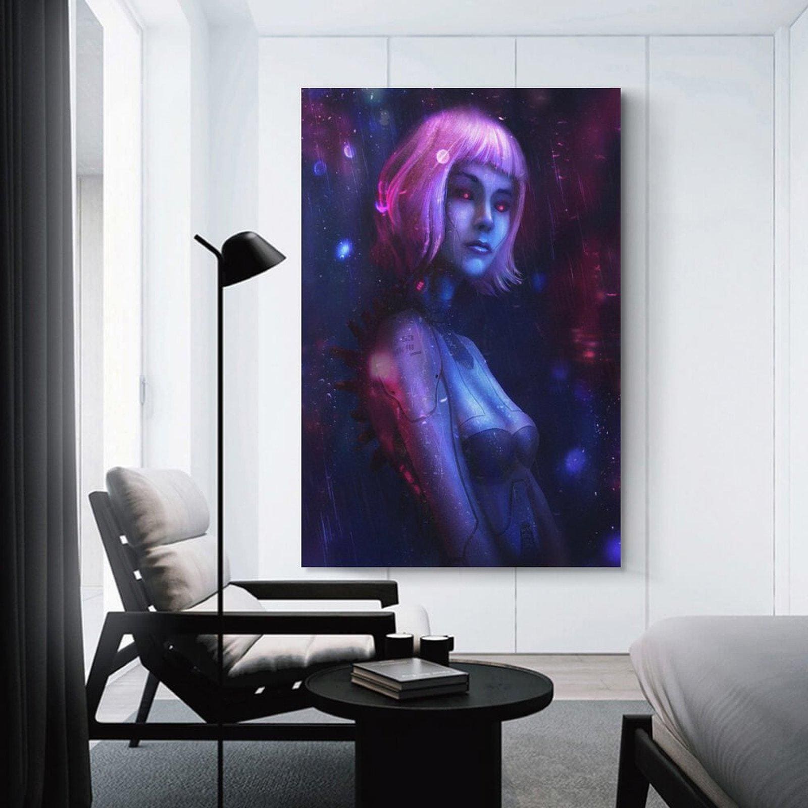 Girl Cyberpunk Painting on Canvas Wall Art Poster Picture Print Living ...
