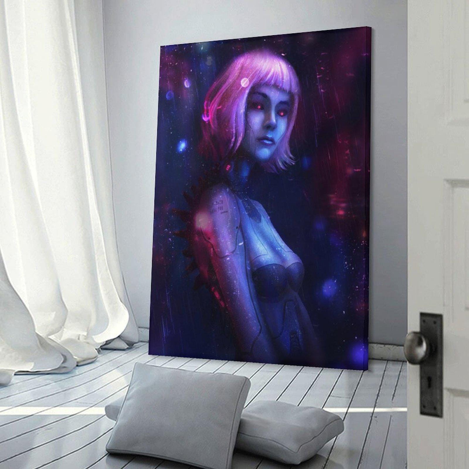 Girl Cyberpunk Painting on Canvas Wall Art Poster Picture Print Living ...