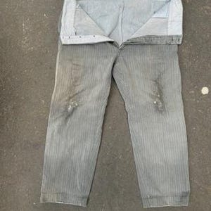 1950s French Peasant Trousers Distressed Stripe Workwear Pants