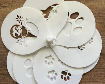 Art Latte Kit: 7 Creative Stencils + Stand for Cappuccino & Hot Chocolate