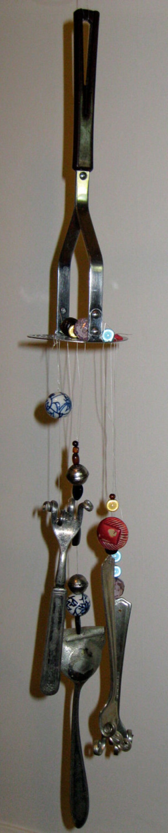 unique fork and spoon wind chime with masher kitchen decor Etsy