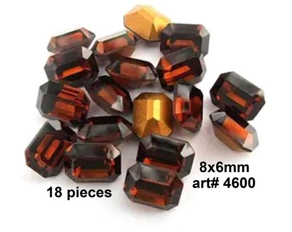 Smoked Topaz Crystals, 8x6mm Octagon crystals, 18 pieces art# 4600