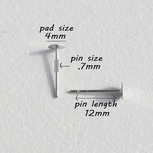 4mm Surgical Steel Posts, 100 Pairs, 4mm flat pad, EFP-4P-100, earring posts, butterfly backs, hypoallergenic earring post image 2