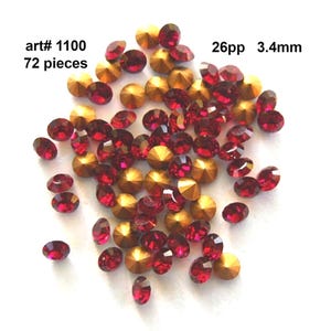 Ruby 26pp Vintage Premium Crystals, 72 pieces, art #1100 Loose Vintage Crystals