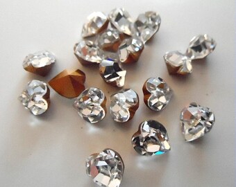 6x6.6mm Clear Heart Shaped Crystals, 18 pieces heart rhinestones