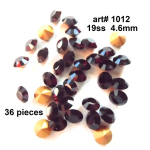 Garnet crystals, 19ss, art 1012, vintage Austrian Crystals, 36 pieces