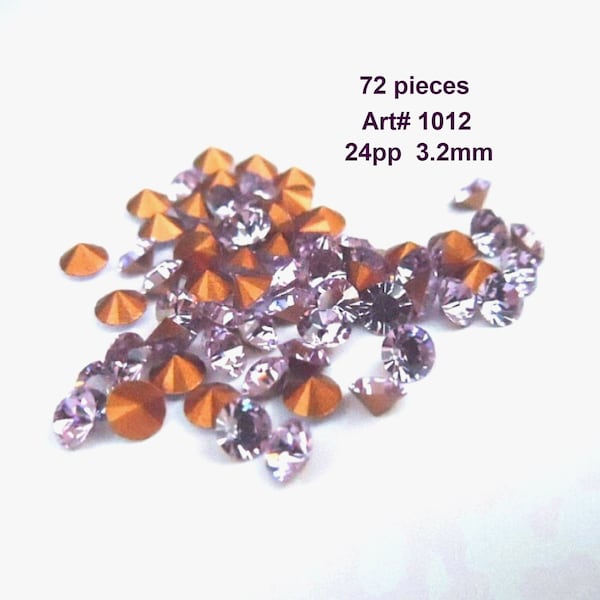 Violet 24pp Vintage Crystals, 72 pieces, Art# 1012 Loose Crystals