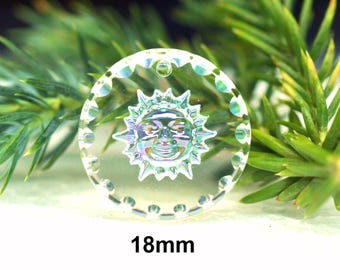 Vintage German Glass Intaglio Sun Pendant - 18mm AB Finish, int37
