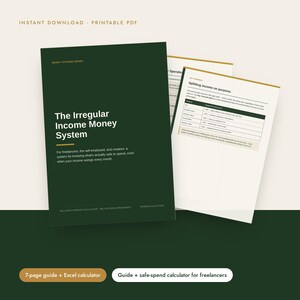 Budgettabelle für Freiberufler, Rechner für unregelmäßige Einkünfte, Leitfaden für sicheres Ausgeben (Digitaler Download)