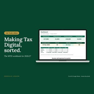 MTD Sole Trader Kit 2026 | Excel Workbook + Filing Guide (Digital Download)