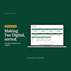 MTD Tradesperson & CIS Kit | Digital Tax Spreadsheet + Filing Guide (2026-2028)