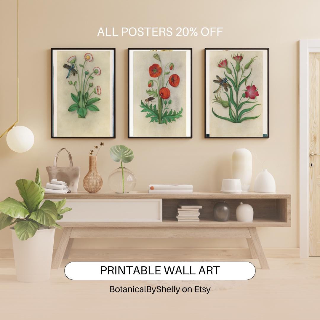 Vintage Botanical Wall Art Set Printable Flower Prints Nature Decor - Etsy