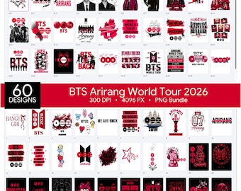 BTS World Tour Arirang 2026 PNG, KPop Concert Shirt Design Comeback Merch Gift