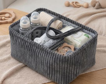 Nursery Diaper Caddy Organizer, Baby Essentials Storage Basket, Newborn Care Organizer, Mom Gift Idea