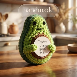 Crochet Avocado Plush Think of You Gift, Emotional Support Avocado, Cute Desk Decor, Positive Gift, Small Gift Idea