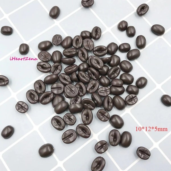 175 pc Coffee Beans Cute Fake Food Miniatures Faux Java DARK Cabochons Resin BULK Embellishments For Crafting Mix ins DIY Projects